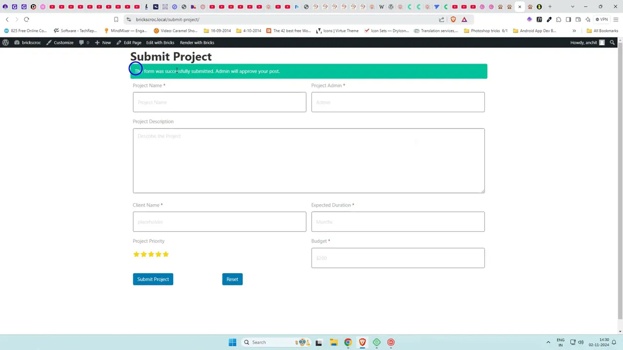 Front-end success message after form submission