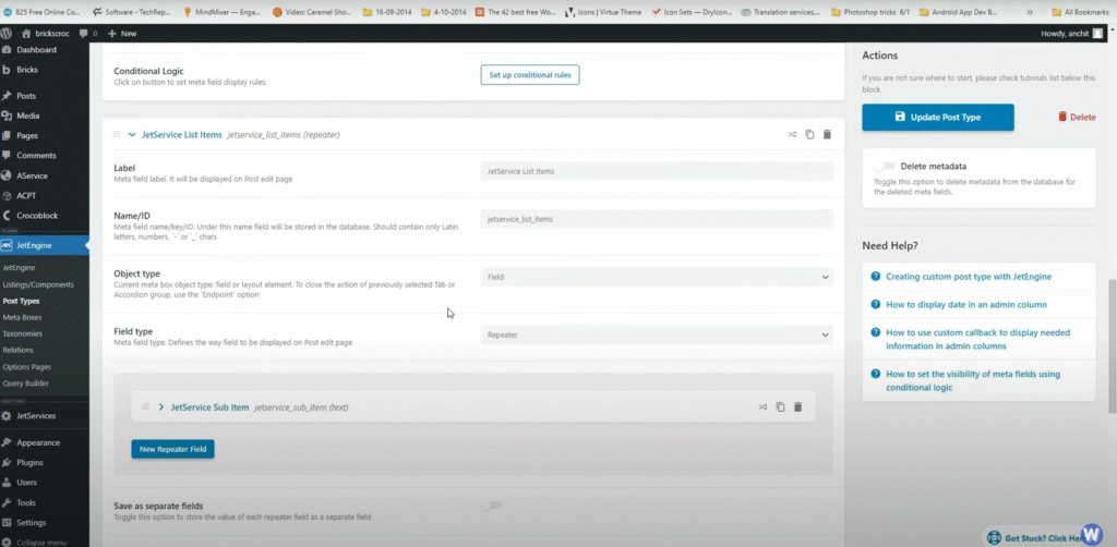 Repeater field Jetengine Field