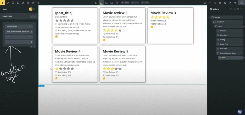Conditional Logic Icon RAting Field