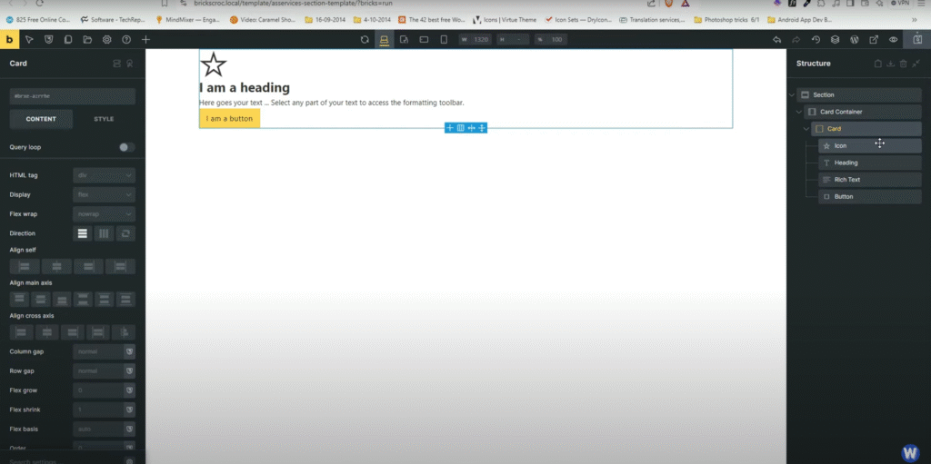 Building Card in Bricks Builder