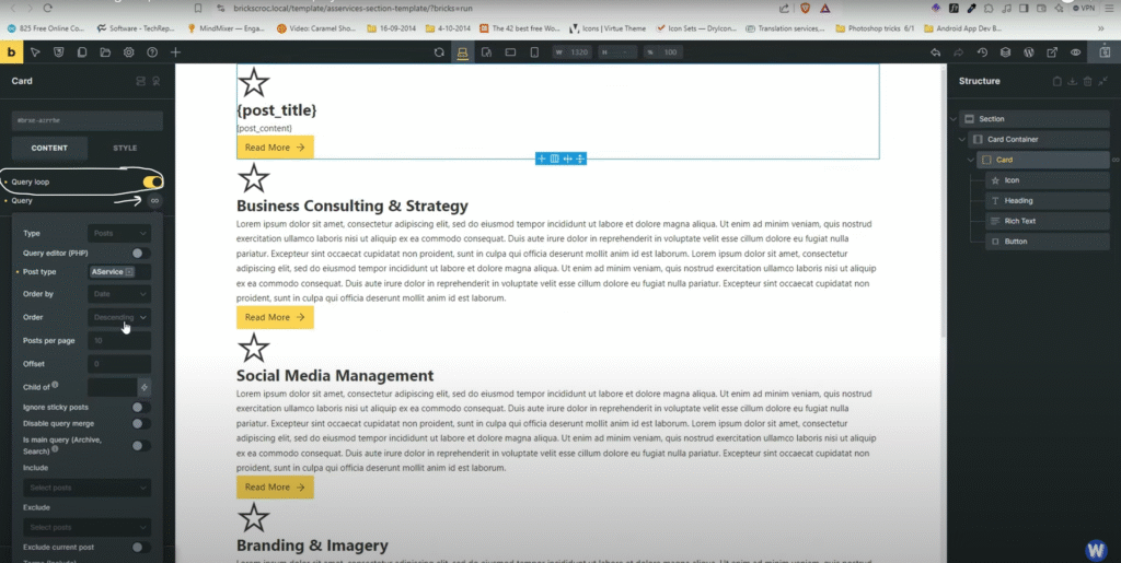 Dynamic Data Query Loop Engage